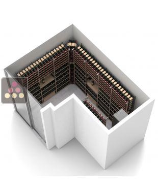 Wood and metal cellar rack for 1129 bottles - Specific manufacturing - Essentiel Wood ARCHITECTURE INTERIEURE DU VIN