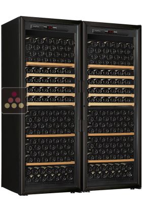 Combination of 2 single temperature wine cabinets for ageing and storage - Sliding/storage shelves