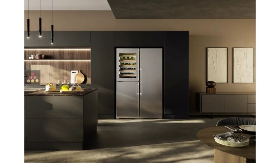 Stainless steel combined wine cabinet, freezer, refrigerator & ice maker with biofresh area