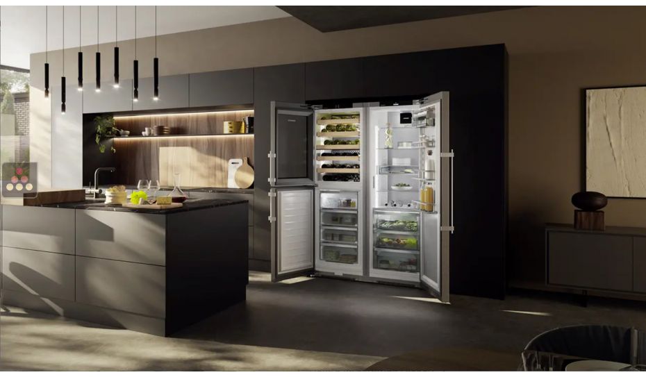 Stainless steel combined wine cabinet, freezer, refrigerator & ice maker with biofresh area