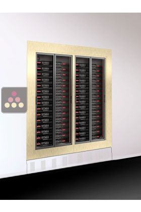 Raised built-in combination of 2 wine display cabinets - Home - Flat frame - Horizontal bottles - 38cm deep