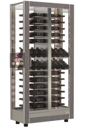 Wine display cabinet - Home - 4 glazed sides - Interchangeable cover - Mixed shelves