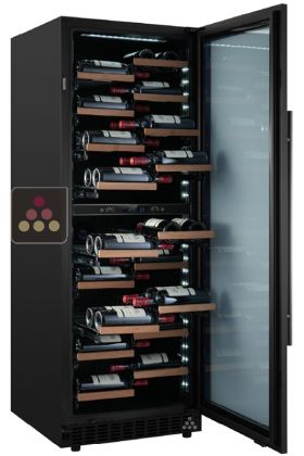 Dual temperature wine service or storage cabinet
