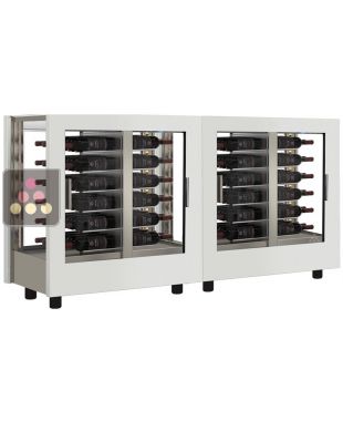 Wine display cabinet - Pro - 4 glazed sides - Interchangeable cover - Horizontal display CALICE DESIGN