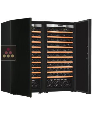 Combination of 2 single temperature wine ageing or service cabinets - Sliding shelves - Solid door TRANSTHERM