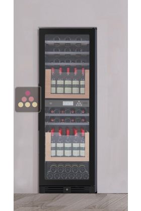 Built-in dual temperature wine service or storage cabinet with drawers