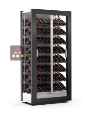 Wine display cabinet - 3 glazed sides - Pro - Flat frame - Inclined bottles CALICE DESIGN