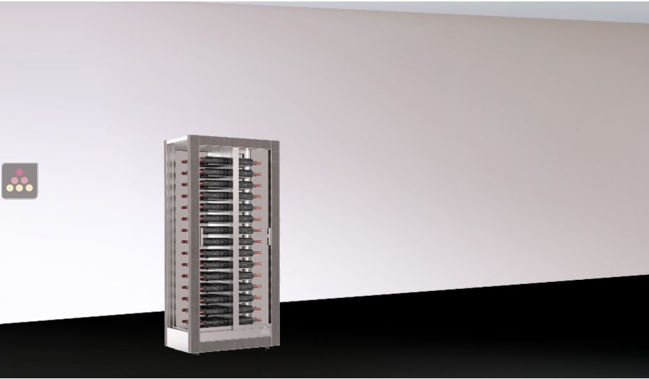 Wine display cabinet - Pro - 4 glazed sides - Horizontal bottles - Interchangeable cover