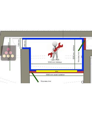 Walls construction + supply of door & bay window + insulation/finishing of walls & ceiling + lights : parts and labour, excluding travel costs included Ma Cave à Vin