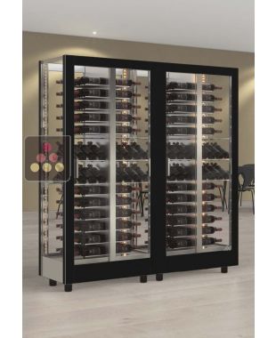 Combination of 2 wine display cabinet - Pro - 4 glazed sides -Interchangeable cover - Mixed equipment CALICE DESIGN