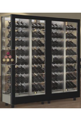 Combination of 2 wine display cabinets - Pro - 4 glazed sides - Interchangeable cover - Inclined bottles 