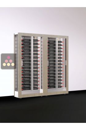 Combination of 2 wine display cabinets - Pro - 3 glazed sides - Interchangeable cover - 38cm deep