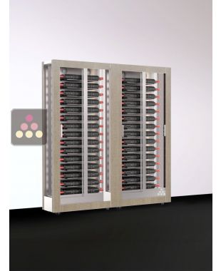 Combination of 2 wine display cabinets - Pro - 3 glazed sides - Interchangeable cover - 38cm deep CALICE DESIGN