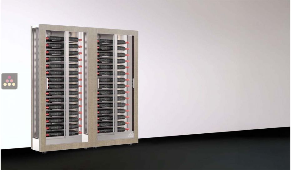 Combination of 2 wine display cabinets - Pro - 3 glazed sides - Interchangeable cover - 38cm deep
