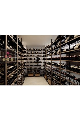 Wood and metal cellar rack for 1218 bottles - Specific manufacturing - Essentiel Wood