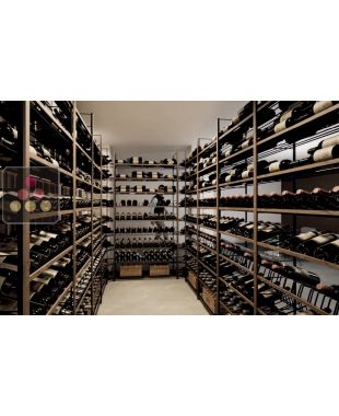Wood and metal cellar rack for 1218 bottles - Specific manufacturing - Essentiel Wood ARCHITECTURE INTERIEURE DU VIN