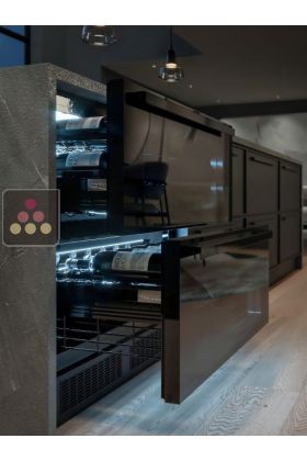 Dual temperature built in wine service cabinet with drawers