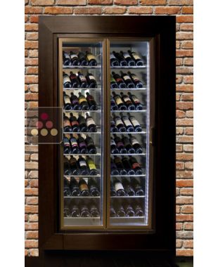 Built-in wine display cabinets for 2 facings - Wall crossing - Home - Flat frame - Inclined bottles CALICE DESIGN