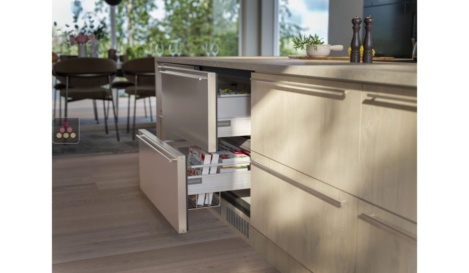 Built-in drawer freezer with customizable facade pannel
