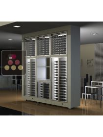 Combination of 6 modular multi-purpose wine cabinets with storage in an island unit CALICE DESIGN