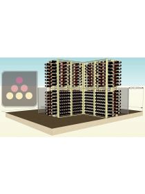 Wine display furnitures in wood and steel wires for 944 bottles VISIORACK