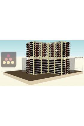 Wine display furnitures in wood and steel wires for 944 bottles