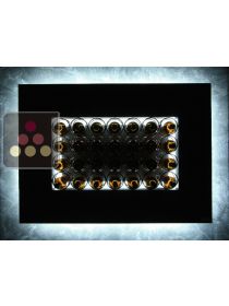 Wall of 28 75cl bottles  in horizontal position ENOOFFICINA