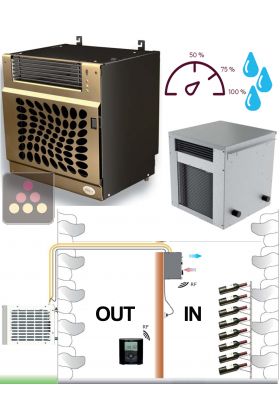 Air conditioner for wine cellar up to 30m3 - cooling, heating and humidity control - Wall evaporator