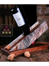 Stone and wood table bottle display unit IT'S STONE