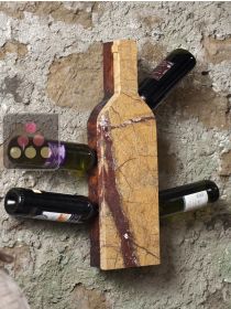 Stone and wood wall rack for 6 bottles IT'S STONE