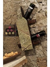 Stone and wooden horizontal wall rack for 6 bottles IT'S STONE