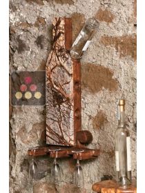Stone and wooden horizontal wall rack for 6 bottles IT'S STONE