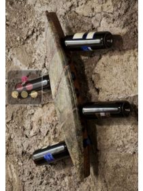 Stone and wooden horizontal wall rack for 6 bottles IT'S STONE