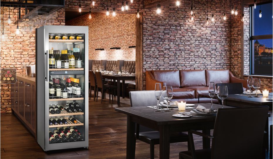 Dual temperature wine cabinet for storage and/or service
