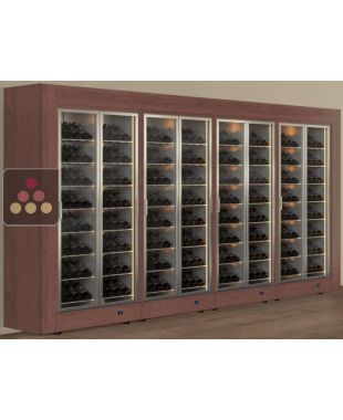 Freestanding combination of 4 professional multi-temperature wine display cabinets - Inclined bottles - Flat frame CALICE DESIGN