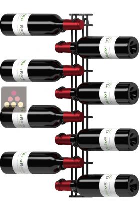 Horizontal black wall rack for 8 x 75cl bottles