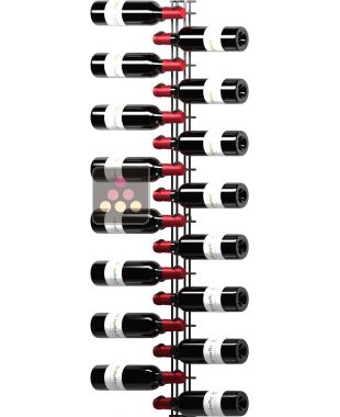 Horizontal black wall rack for 16 x 75cl bottles VISIORACK