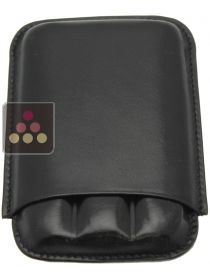 Black leather cigar case for 3 cigars Ma Cave à Cigares