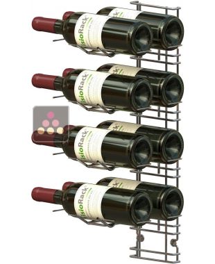 Black wall rack for 8 x 75cl bottles - Horizontal bottles VISIORACK