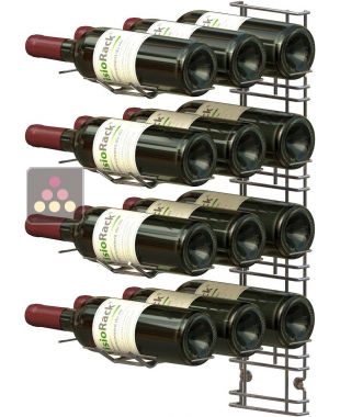 Black wall rack for 12 x 75cl bottles - Horizontal bottles VISIORACK