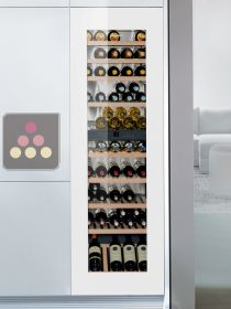Multi-purpose wine cabinet for the storage and service of wine - can be fitted - White glass door.
 LIEBHERR