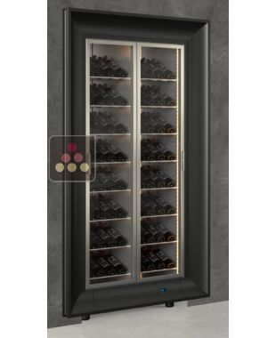 Professional built-in multi-temperature wine display cabinet - Inclined bottles - Curved frame CALICE DESIGN