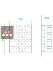 Wall Mounted Bottle Rack in Plexiglass for 50 bottles SOBRIO