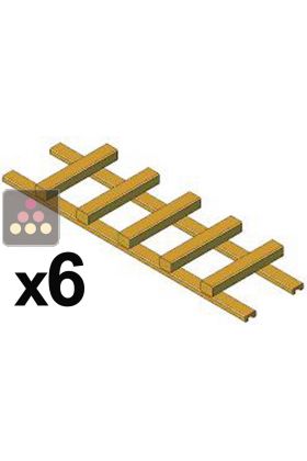 Set of 6 shelves for modular beechwood racks