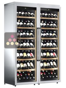 Freestanding combination of 2 single temperature wine cabinets - Sliding doors - Inclined bottles CALICE