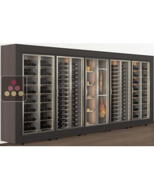 Combination of 4 freestanding modular wine cabinets and one cheese/delicatessen cabinet CALICE DESIGN