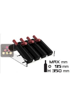 Plexiglass and aluminium rack for 7 slanted bottles or 4 magnums