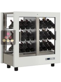 Professional multi-temperature wine display cabinet - 4 glazed sides - Inclined bottles - Wooden cladding CALICE DESIGN