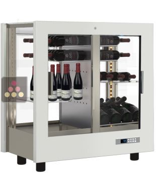Professional multi-temperature wine display cabinet - 4 glazed sides - Without shelves - Wooden cladding CALICE DESIGN