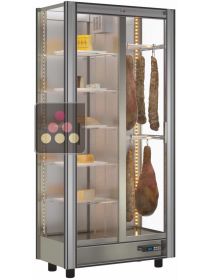 Professional refrigerated display cabinet for cheese and cured meats - 3 glazed sides - Without magnetic cover CALICE DESIGN